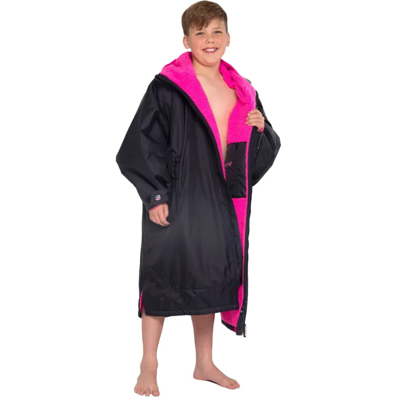 Dryrobe Kids Advance Short Sleeve Change Robe 5-9 yrs V3 Black/Pink-2